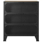 CLIHOME 3-Tier Mesh Storage Cabinet Industrial Style MDF Metal Utility Compact Cabinet