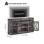 TV Stand with LED Lights for TVs up to 70 inch, Entertainment Center Media Console Cabinet with Glass Door for Living Room