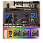 TV Stand with LED Lights for TVs up to 70 inch, Entertainment Center Media Console Cabinet with Glass Door for Living Room