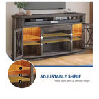 TV Stand with LED Lights for TVs up to 70 inch, Entertainment Center Media Console Cabinet with Glass Door for Living Room