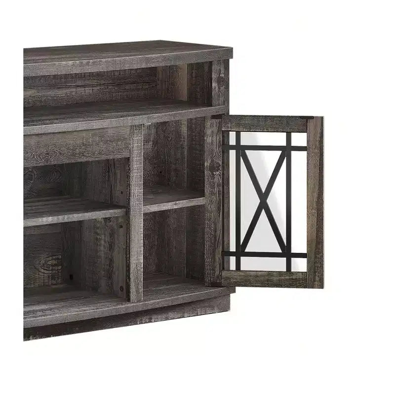TV Stand with LED Lights for TVs up to 70 inch, Entertainment Center Media Console Cabinet with Glass Door for Living Room