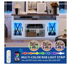 TV Stand with LED Lights for TVs up to 70 inch, Entertainment Center Media Console Cabinet with Glass Door for Living Room