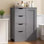 Celebalcony Multipurpose Bathroom Floor Cabinet, Freestanding Storage Organizer with 4 Drawers & Single Door, Adjustable Shelf, for Home Office