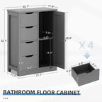 Celebalcony Multipurpose Bathroom Floor Cabinet, Freestanding Storage Organizer with 4 Drawers & Single Door, Adjustable Shelf, for Home Office