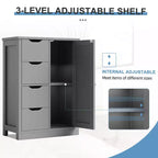Celebalcony Multipurpose Bathroom Floor Cabinet, Freestanding Storage Organizer with 4 Drawers & Single Door, Adjustable Shelf, for Home Office