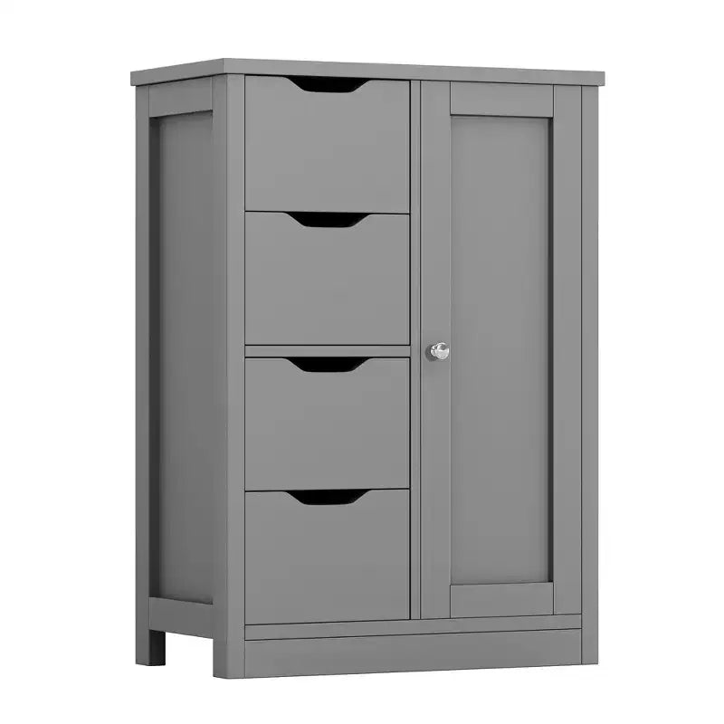 Celebalcony Multipurpose Bathroom Floor Cabinet, Freestanding Storage Organizer with 4 Drawers & Single Door, Adjustable Shelf, for Home Office