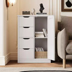 Celebalcony Multipurpose Bathroom Floor Cabinet, Freestanding Storage Organizer with 4 Drawers & Single Door, Adjustable Shelf, for Home Office