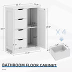 Celebalcony Multipurpose Bathroom Floor Cabinet, Freestanding Storage Organizer with 4 Drawers & Single Door, Adjustable Shelf, for Home Office