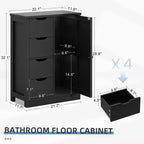 Celebalcony Multipurpose Bathroom Floor Cabinet, Freestanding Storage Organizer with 4 Drawers & Single Door, Adjustable Shelf, for Home Office
