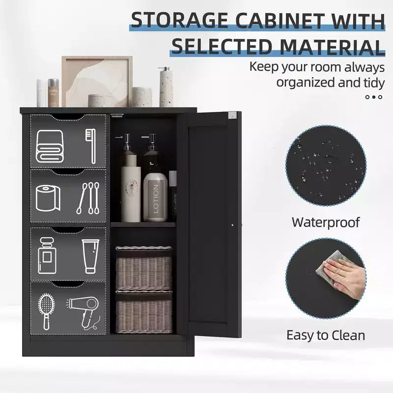 Celebalcony Multipurpose Bathroom Floor Cabinet, Freestanding Storage Organizer with 4 Drawers & Single Door, Adjustable Shelf, for Home Office