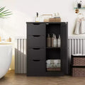 Celebalcony Multipurpose Bathroom Floor Cabinet, Freestanding Storage Organizer with 4 Drawers & Single Door, Adjustable Shelf, for Home Office