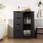 Celebalcony Multipurpose Bathroom Floor Cabinet, Freestanding Storage Organizer with 4 Drawers & Single Door, Adjustable Shelf, for Home Office