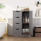 Celebalcony Multipurpose Bathroom Floor Cabinet, Freestanding Storage Organizer with 4 Drawers & Single Door, Adjustable Shelf, for Home Office