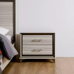 HomeRoots 25 Silver And White Wood Lighted Two Drawer Nightstand