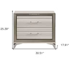 HomeRoots 25 Silver And White Wood Lighted Two Drawer Nightstand