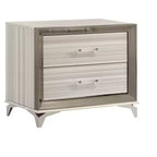 HomeRoots 25 Silver And White Wood Lighted Two Drawer Nightstand