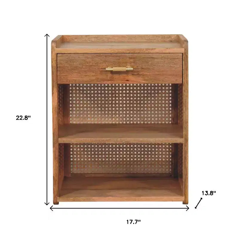 HomeRoots 23 Oak Solid Wood One Drawer Nightstand