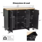 Okak Farmhouse Fluted Kitchen Island with Drop Leaf, Rolling Kitchen Island with Internal Storage Rack, Kitchen Cart for Kitchen, Dining Room
