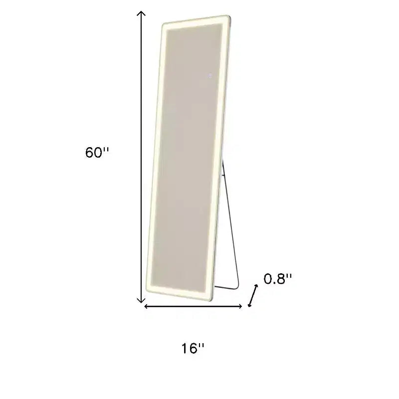 HomeRoots 60 Clear Lighted Freestanding and Wall Mount Frameless Full Length Mirror