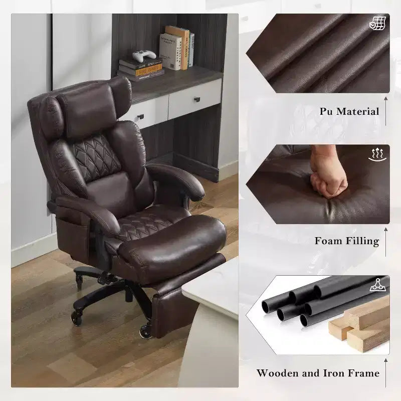 360Swivel Office Chair Ergonomic Massage Computer Chair High Back Gaming Chair Task Chair with Adjustable Back&Height, Universal Wheels - ModernLuxe