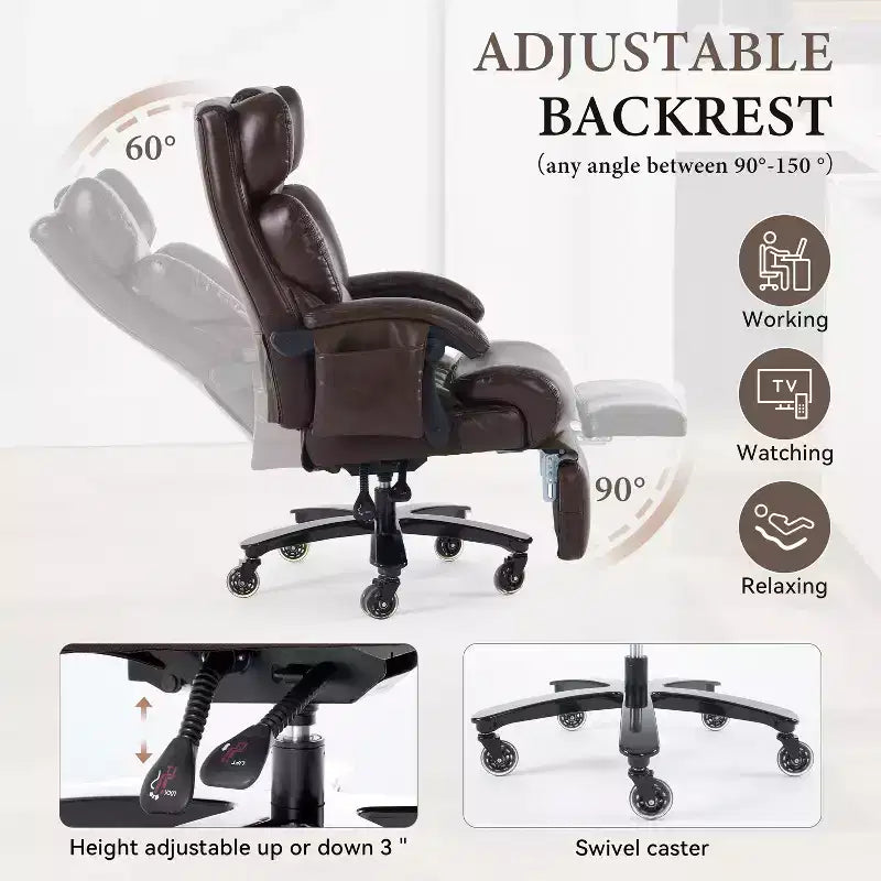 360Swivel Office Chair Ergonomic Massage Computer Chair High Back Gaming Chair Task Chair with Adjustable Back&Height, Universal Wheels - ModernLuxe