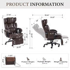 360Swivel Office Chair Ergonomic Massage Computer Chair High Back Gaming Chair Task Chair with Adjustable Back&Height, Universal Wheels - ModernLuxe