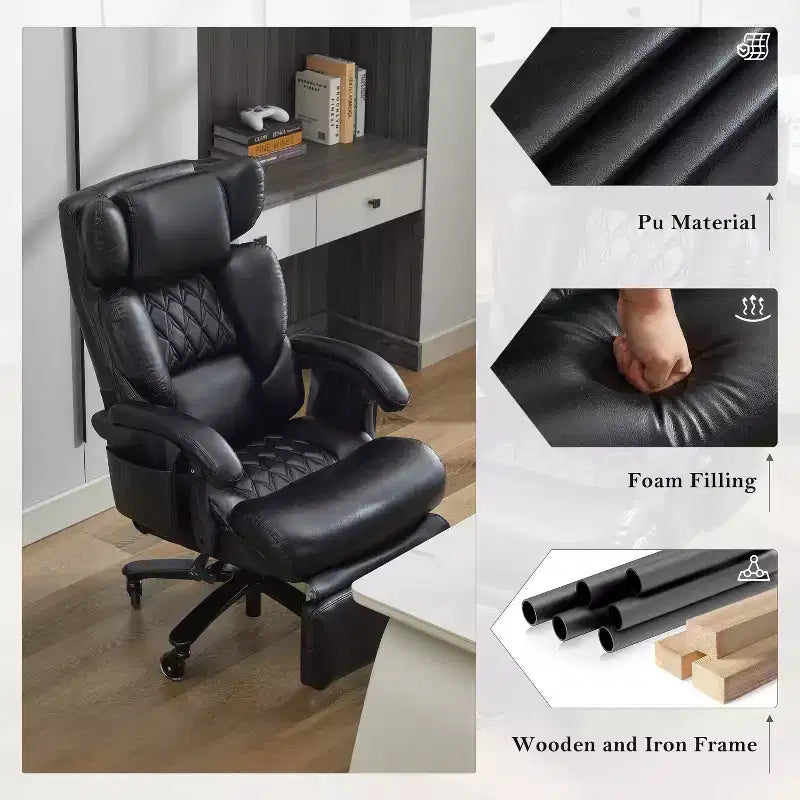360Swivel Office Chair Ergonomic Massage Computer Chair High Back Gaming Chair Task Chair with Adjustable Back&Height, Universal Wheels - ModernLuxe