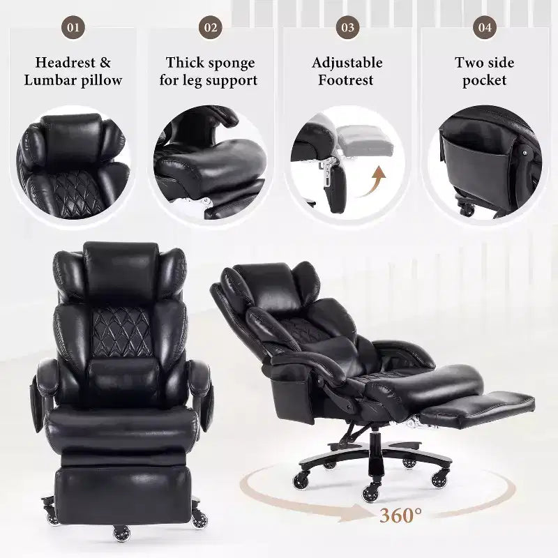 360Swivel Office Chair Ergonomic Massage Computer Chair High Back Gaming Chair Task Chair with Adjustable Back&Height, Universal Wheels - ModernLuxe