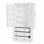 High Freestanding Kitchen Pantry Large Storage Cabinet with 3 Drawers, 3 Adjustable Shelves, 8 Door Shelves for Kitchen