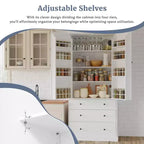 High Freestanding Kitchen Pantry Large Storage Cabinet with 3 Drawers, 3 Adjustable Shelves, 8 Door Shelves for Kitchen
