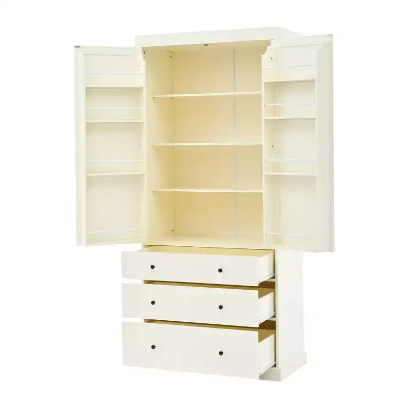 High Freestanding Kitchen Pantry Large Storage Cabinet with 3 Drawers, 3 Adjustable Shelves, 8 Door Shelves for Kitchen