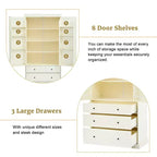 High Freestanding Kitchen Pantry Large Storage Cabinet with 3 Drawers, 3 Adjustable Shelves, 8 Door Shelves for Kitchen