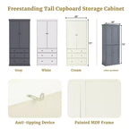 High Freestanding Kitchen Pantry Large Storage Cabinet with 3 Drawers, 3 Adjustable Shelves, 8 Door Shelves for Kitchen