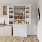 High Freestanding Kitchen Pantry Large Storage Cabinet with 3 Drawers, 3 Adjustable Shelves, 8 Door Shelves for Kitchen