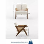 Modern Accent Chair with Wood Legs, Linen Upholstered Lounge Armchair for Living Room and Bedroom