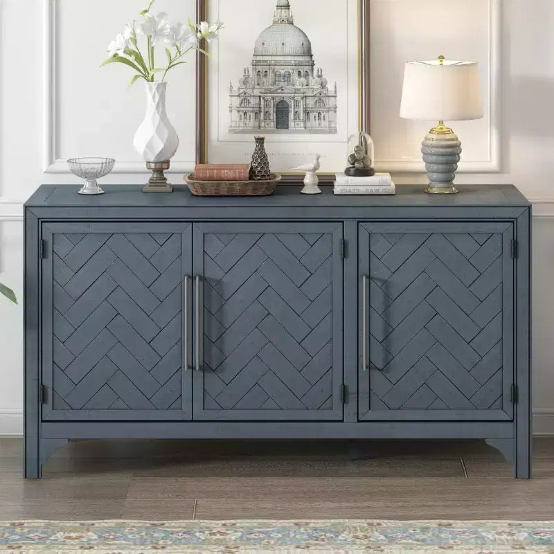 Farmhouse Style Sideboard Cabinet with Adjustable Shelves, Retro Buffet Table for Living Room, Entrance, Study