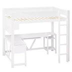 GDFStudio Harry Wood Full Size Gaming Loft Bed with Desk and Storage Shelves