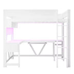 GDFStudio Harry Wood Full Size Gaming Loft Bed with Desk and Storage Shelves
