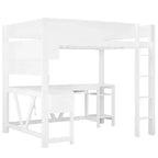 GDFStudio Harry Wood Full Size Gaming Loft Bed with Desk and Storage Shelves