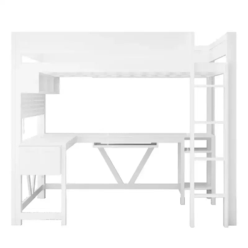GDFStudio Harry Wood Full Size Gaming Loft Bed with Desk and Storage Shelves