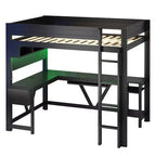 GDFStudio Harry Wood Full Size Gaming Loft Bed with Desk and Storage Shelves