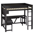 GDFStudio Harry Wood Full Size Gaming Loft Bed with Desk and Storage Shelves