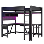 GDFStudio Harry Wood Full Size Gaming Loft Bed with Desk and Storage Shelves