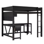 GDFStudio Harry Wood Full Size Gaming Loft Bed with Desk and Storage Shelves