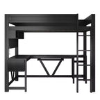 GDFStudio Harry Wood Full Size Gaming Loft Bed with Desk and Storage Shelves
