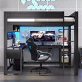 GDFStudio Harry Wood Full Size Gaming Loft Bed with Desk and Storage Shelves