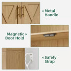MAYEERTY 60 Arched Storage Cabinet Beech Wooden Door 4 Tier Farmhouse Oak