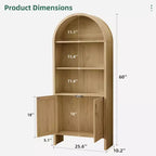 MAYEERTY 60 Arched Storage Cabinet Beech Wooden Door 4 Tier Farmhouse Oak
