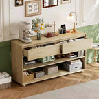 Wood Console Table with Storage, Vintage Entryway Table Drawers and Shelves for Entryway and Hallway