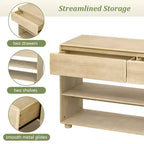 Wood Console Table with Storage, Vintage Entryway Table Drawers and Shelves for Entryway and Hallway